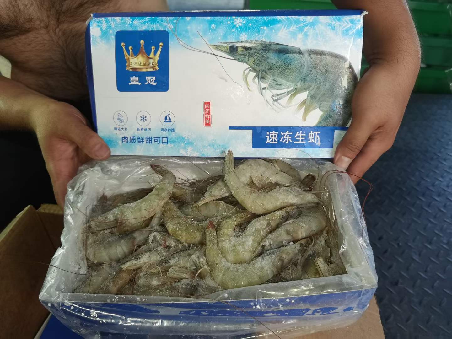 国产皇冠鲜冻白虾1.3kg，3040，天环现货，随便拉